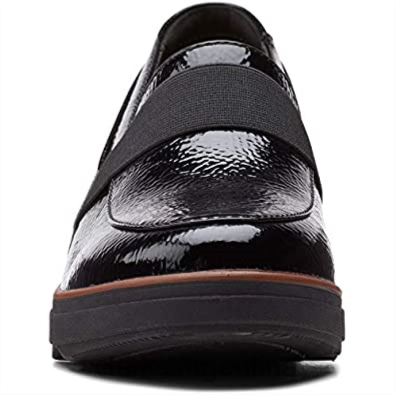 Clarks mujer 2FZPZ338 Mocasines clarks mazy marston para mujer negro charol arrugado sintético charol sintético arrugado negro