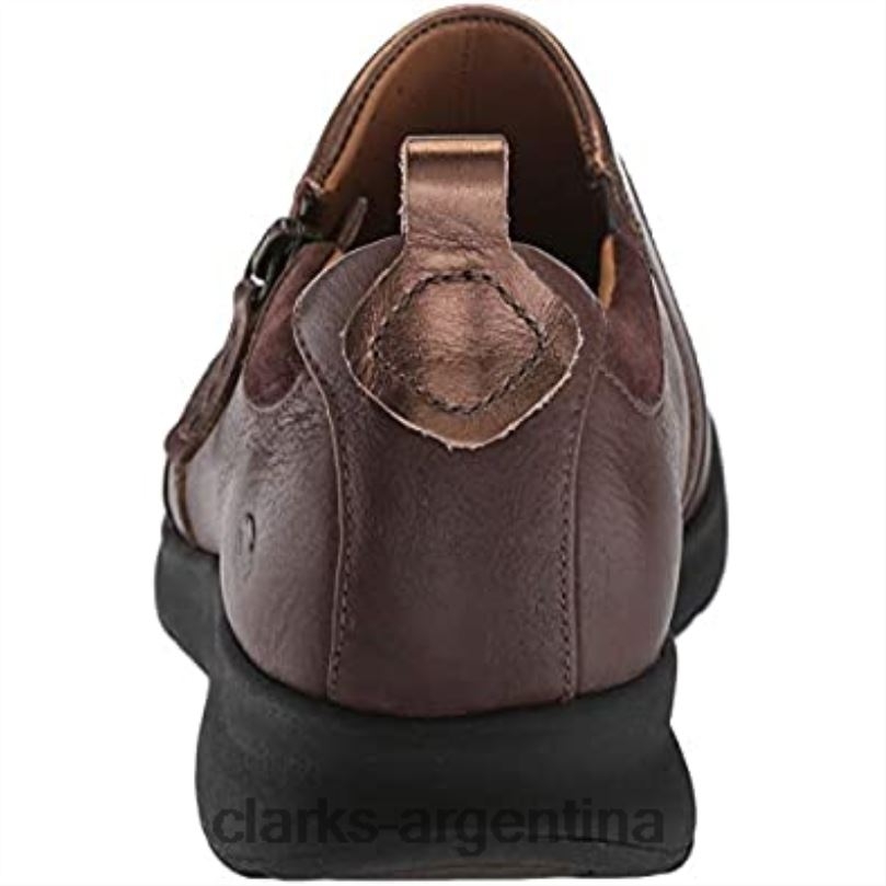Clarks mujer 2FZPZ564 Mocasines con cremallera y adorno para mujer combinados de ante y piel marrón oscuro Clarks combinación de gamuza de cuero marrón oscuro