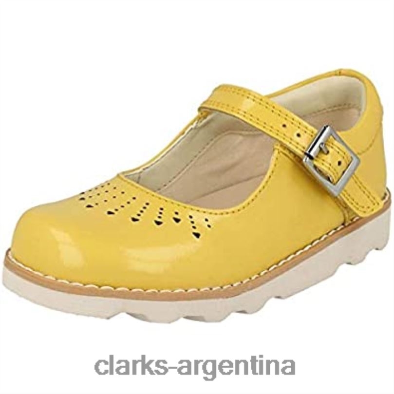 Clarks mujer 2FZPZ617 mocasines clarks yel low yel low charol Crown Jump K para mujer charol amarillo amarillo