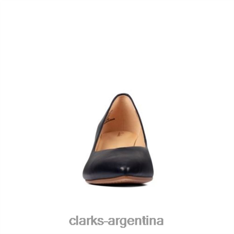 Clarks mujer 2FZPZ4003 Clarks Laina 55 Court2 de cuero azul marino cuero azul marino