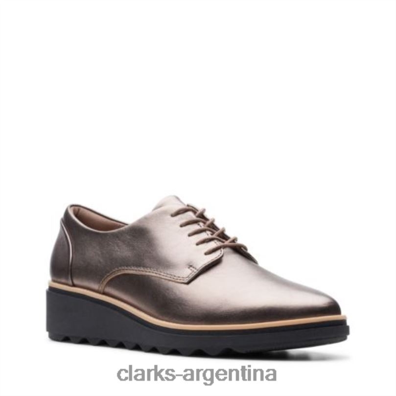 Clarks mujer 2FZPZ4024 guijarro metalizado cuero clarks sharon noel cuero metalizado guijarro
