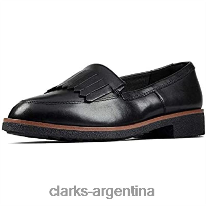 Clarks mujer 2FZPZ671 mocasines griff kilt para mujer clarks negro cuero negro