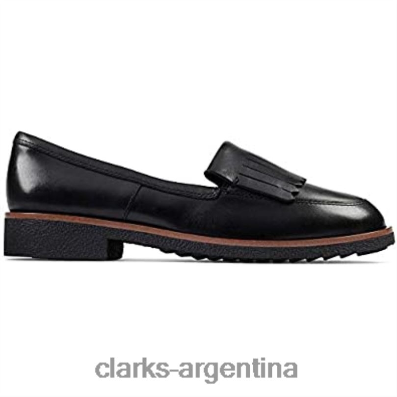 Clarks mujer 2FZPZ671 mocasines griff kilt para mujer clarks negro cuero negro