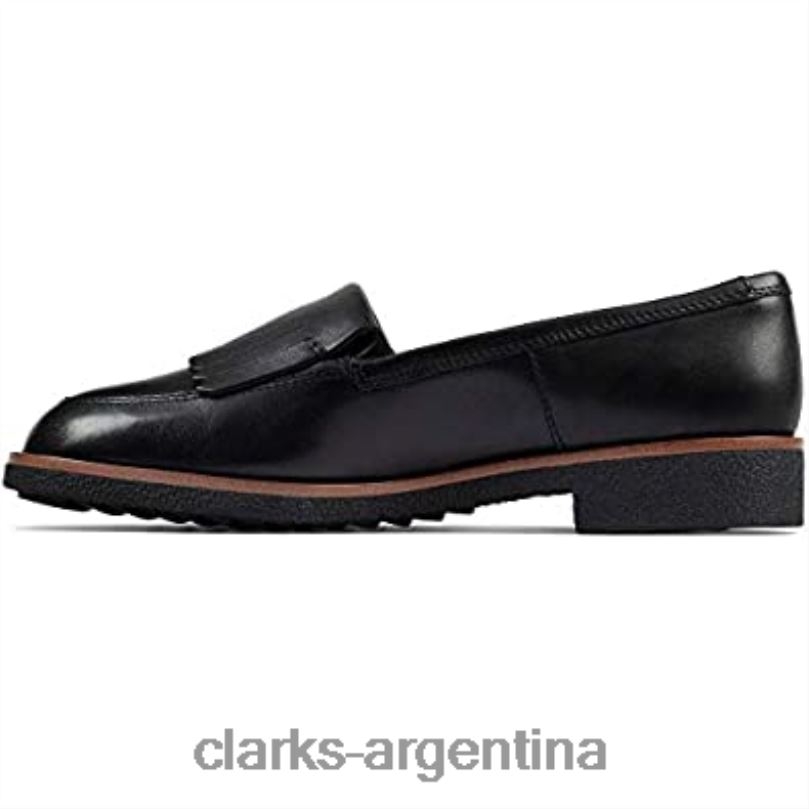 Clarks mujer 2FZPZ671 mocasines griff kilt para mujer clarks negro cuero negro