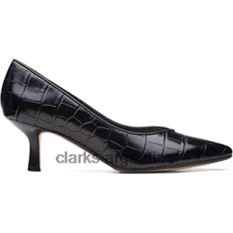 Clarks mujer 2FZPZ952 Zapatos de salón mujer clarks violeta 55 court negro piel cocodrilo