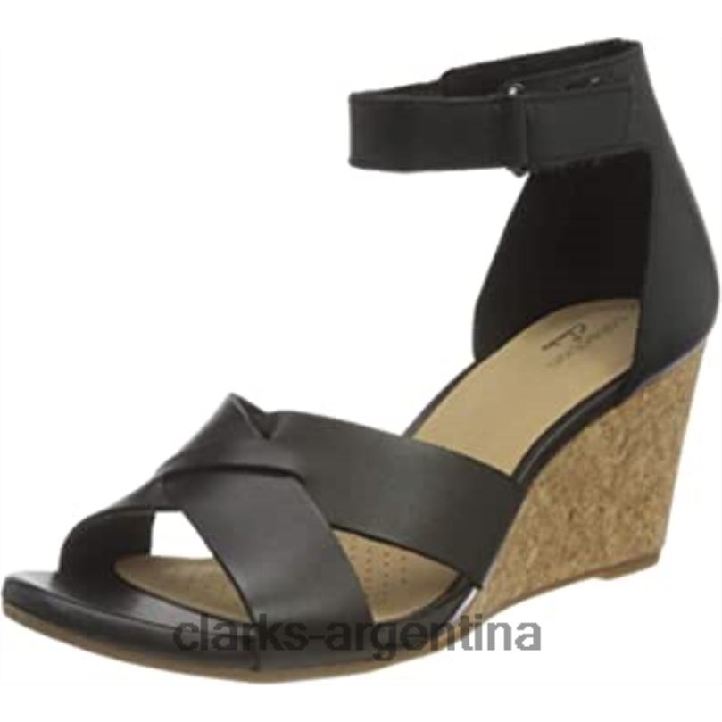 Clarks mujer 2FZPZ1067 Sandalia de tacón Clarks Margee Gracie de piel negra para mujer cuero negro
