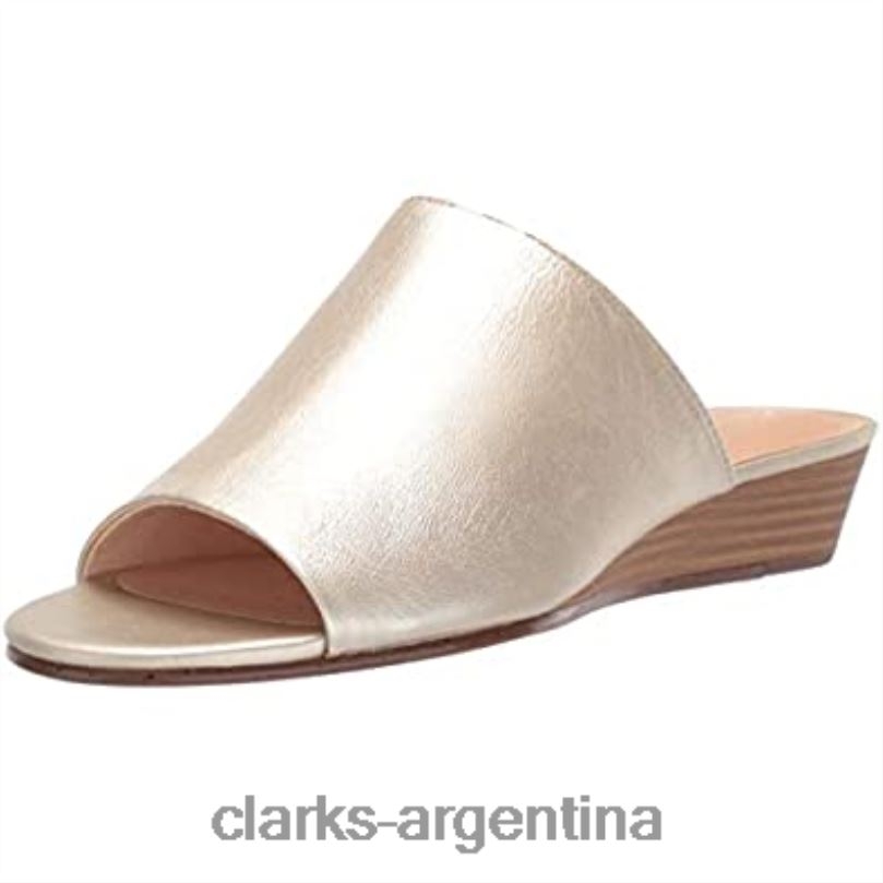 Clarks mujer 2FZPZ1089 Sandalias Clarks Mena Rose de piel metalizada para mujer cuero metalizado