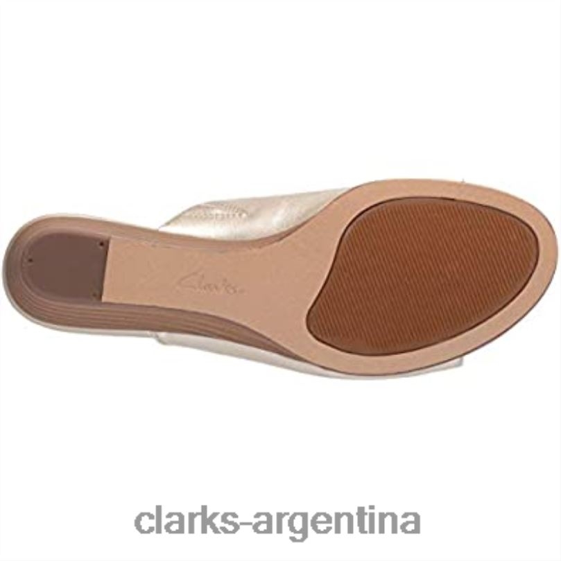 Clarks mujer 2FZPZ1089 Sandalias Clarks Mena Rose de piel metalizada para mujer cuero metalizado