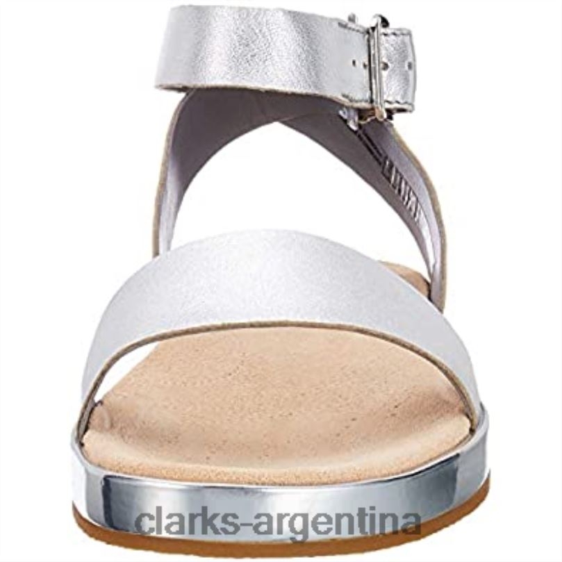 Clarks mujer 2FZPZ1146 Sandalias Clarks Botanic Poppy Mujer Piel Plata Plata cuero plateado plateado