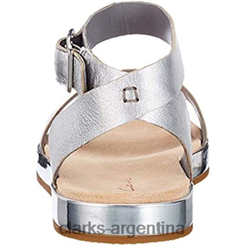 Clarks mujer 2FZPZ1146 Sandalias Clarks Botanic Poppy Mujer Piel Plata Plata cuero plateado plateado