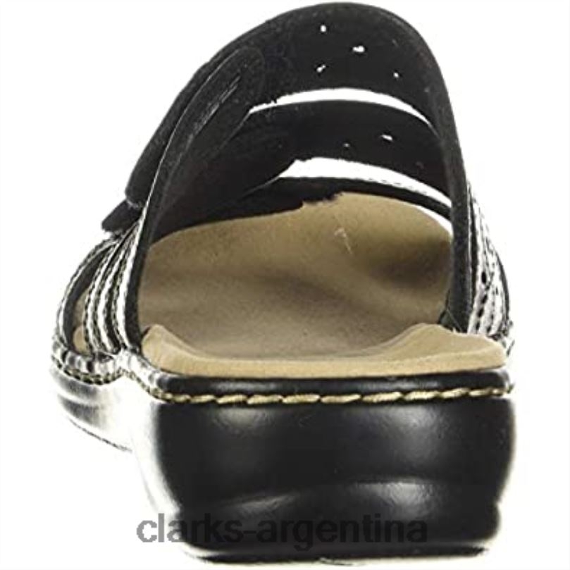 Clarks mujer 2FZPZ1203 Sandalia clarks leisa cactus de cuero negro para mujer cuero negro