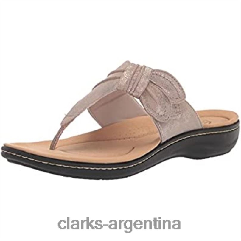 Clarks mujer 2FZPZ1404 Sandalia plana laurieann rae de mujer en textil metalizado color topo clarks