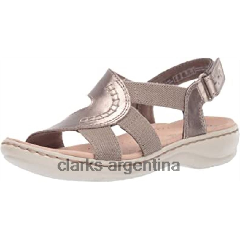 Clarks mujer 2FZPZ1430 sandalia leisa joy mujer peltre metalizado piel textil clarks textil de cuero metalizado peltre