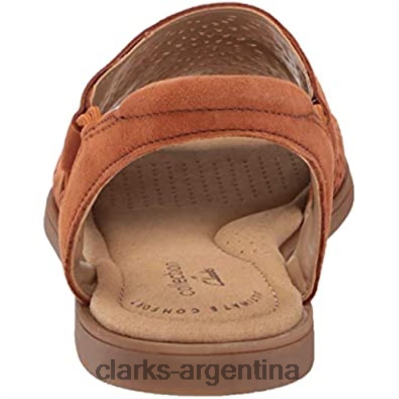 Clarks mujer 2FZPZ1584 Sandalia plana Clarks Reyna Swirl de ante color tostado oscuro para mujer