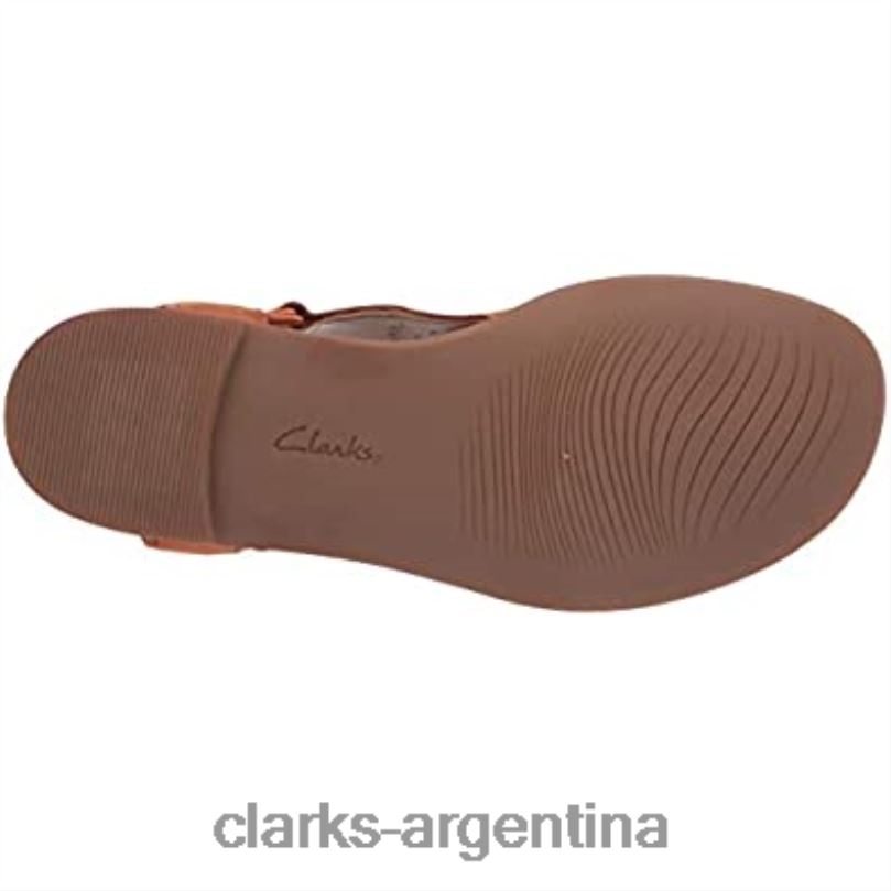 Clarks mujer 2FZPZ1584 Sandalia plana Clarks Reyna Swirl de ante color tostado oscuro para mujer