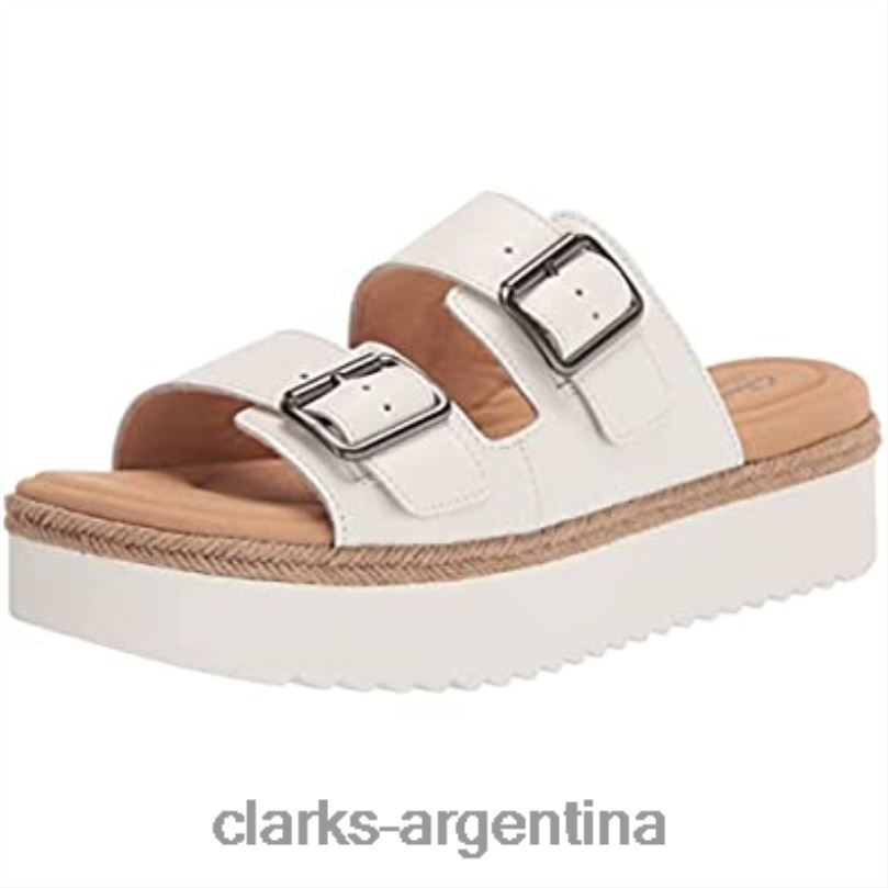 Clarks mujer 2FZPZ1721 Sandalias clarks lana beach de cuero blanco para mujer cuero blanco