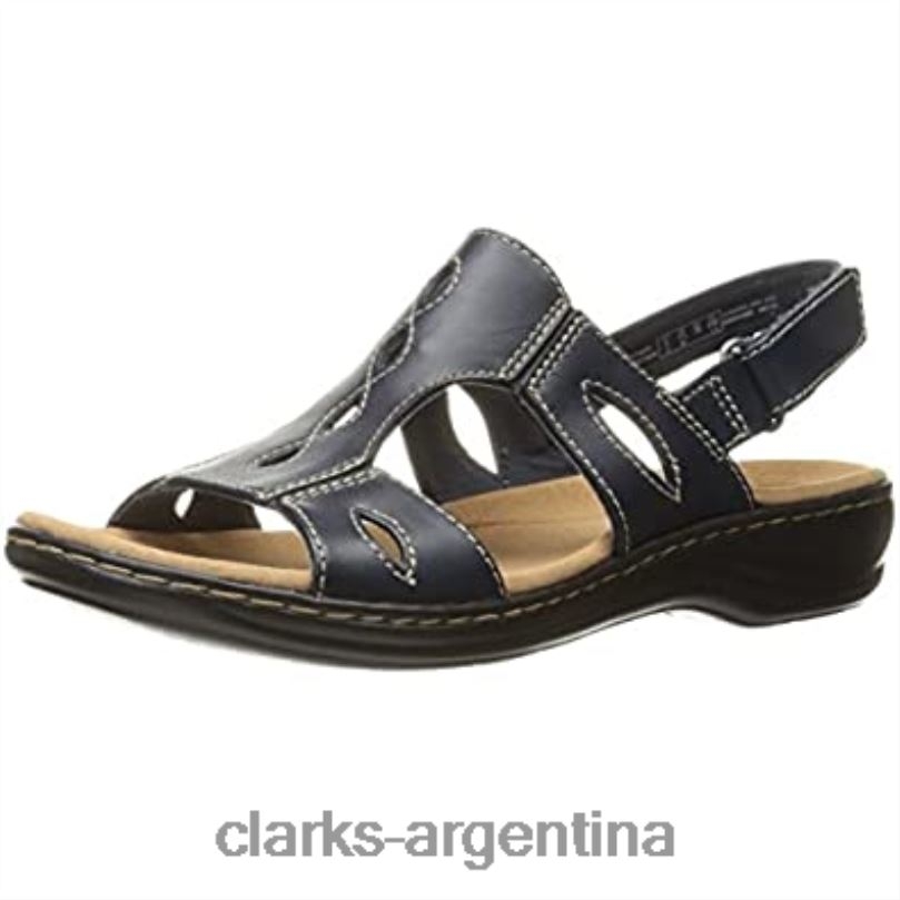 Clarks mujer 2FZPZ1867 Sandalia plana clarks leisa lakelyn de piel azul marino para mujer cuero azul marino