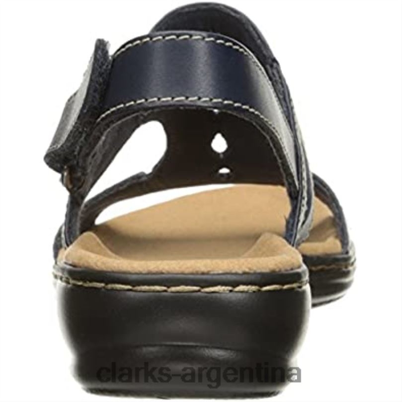 Clarks mujer 2FZPZ1867 Sandalia plana clarks leisa lakelyn de piel azul marino para mujer cuero azul marino