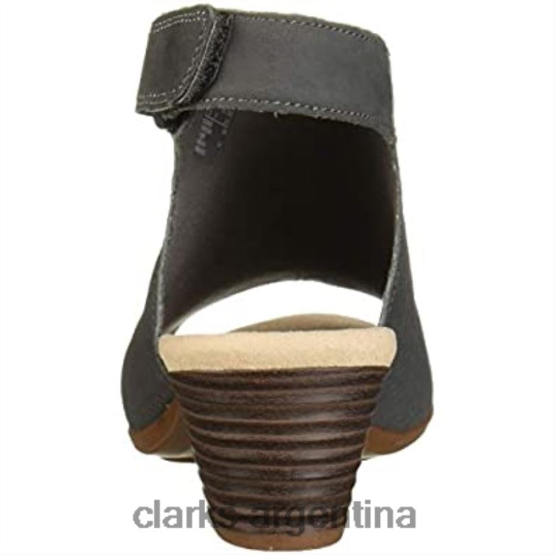 Clarks mujer 2FZPZ1993 Sandalia de tacón Clarks Valarie James de nobuk gris para mujer nubuck gris