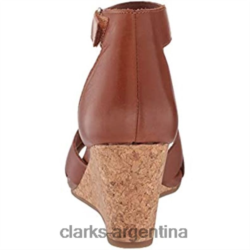 Clarks mujer 2FZPZ2007 sandalias de cuña margee gracie para mujer clarks cuero tostado cuero marrón