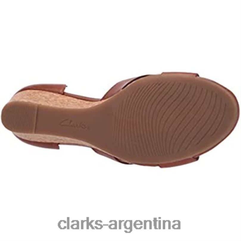Clarks mujer 2FZPZ2007 sandalias de cuña margee gracie para mujer clarks cuero tostado cuero marrón