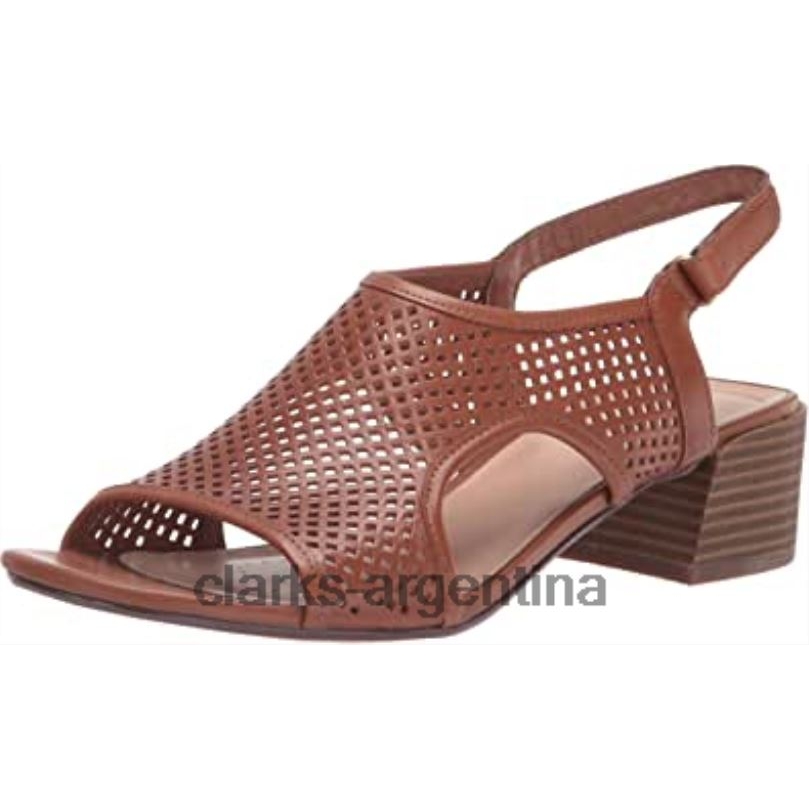Clarks mujer 2FZPZ2254 Sandalia de tacón caroleigh star para mujer de piel color canela clarks cuero marrón