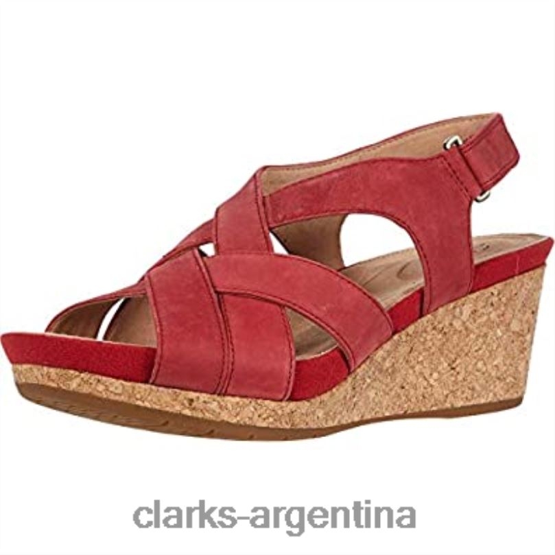 Clarks mujer 2FZPZ2259 Sandalia de cuña clarks un capri step de nobuk rojo para mujer nubuck rojo