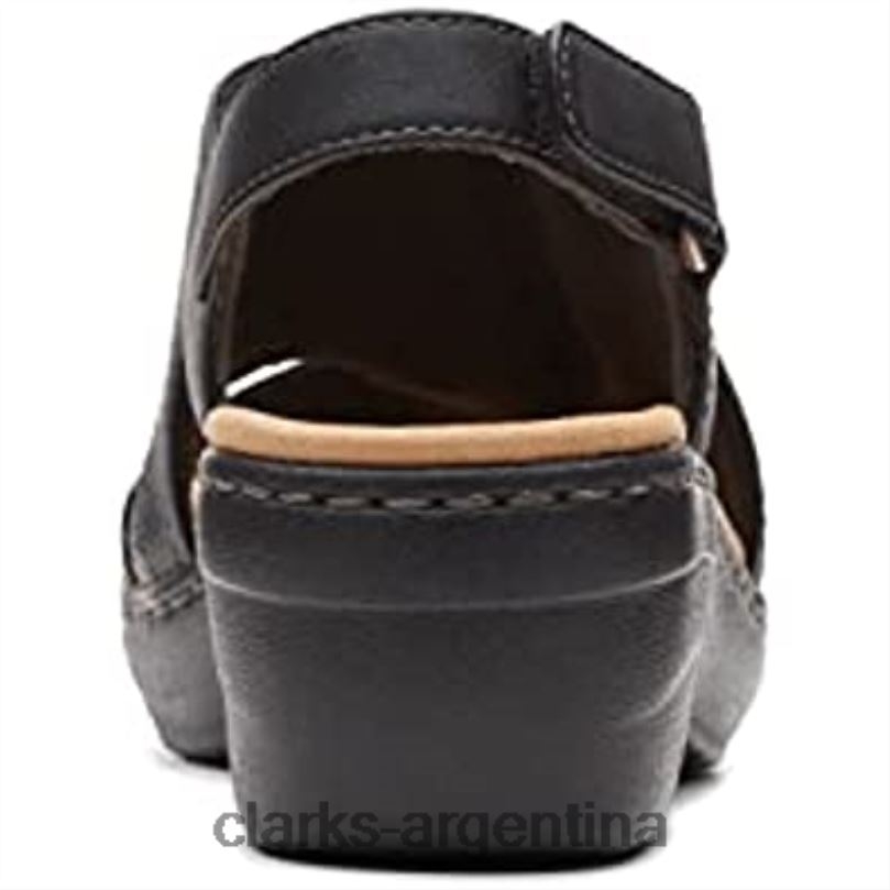 Clarks mujer 2FZPZ2459 Sandalia de cuña estilo merliah clarks de piel negra para mujer cuero negro