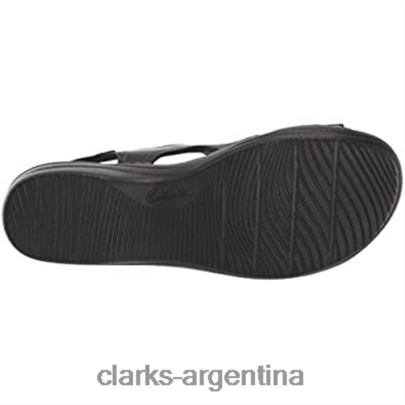 Clarks mujer 2FZPZ2459 Sandalia de cuña estilo merliah clarks de piel negra para mujer cuero negro