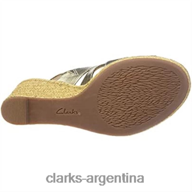 Clarks mujer 2FZPZ2471 Sandalia con cuña de alpargata lafley krissy para mujer cuero metalizado peltre clarks cuero metalizado peltre
