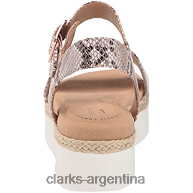 Clarks mujer 2FZPZ2535 sandalia cuña mujer lana Shore clarks marrón serpiente sintética serpiente marrón sintética