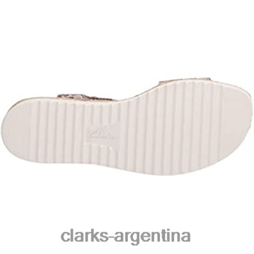 Clarks mujer 2FZPZ2535 sandalia cuña mujer lana Shore clarks marrón serpiente sintética serpiente marrón sintética