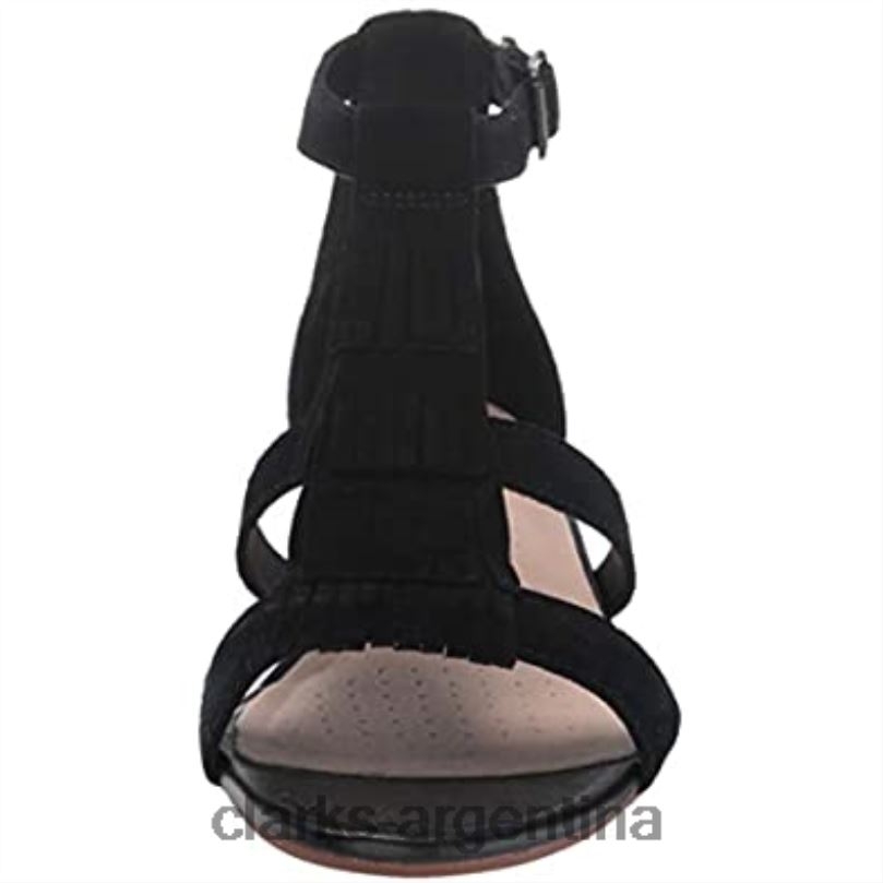 Clarks mujer 2FZPZ2840 Sandalia con cuña Clarks Abigail Sun de ante negro para mujer ante negro
