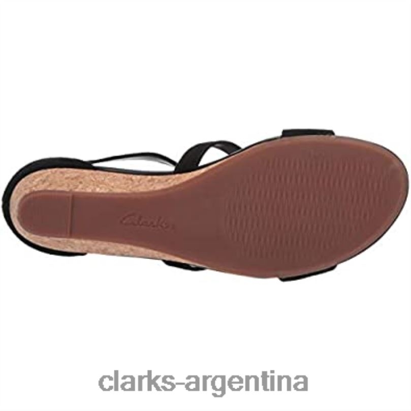 Clarks mujer 2FZPZ2840 Sandalia con cuña Clarks Abigail Sun de ante negro para mujer ante negro