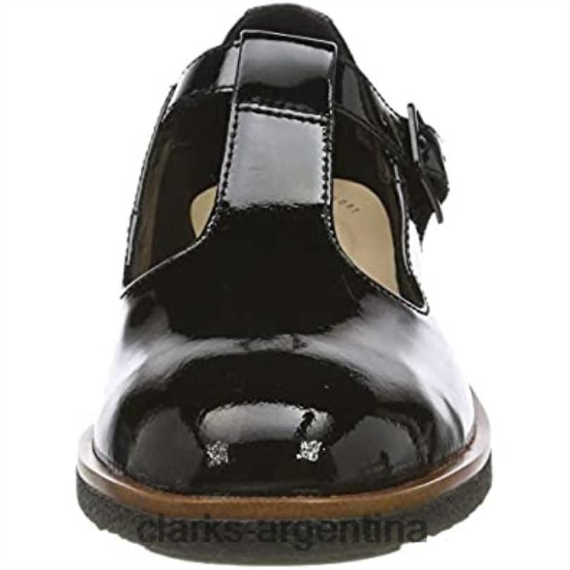 Clarks mujer 2FZPZ2841 Sandalias Clarks Griff Town con barra en forma de T para mujer en negro palmadita negra palmadita negra