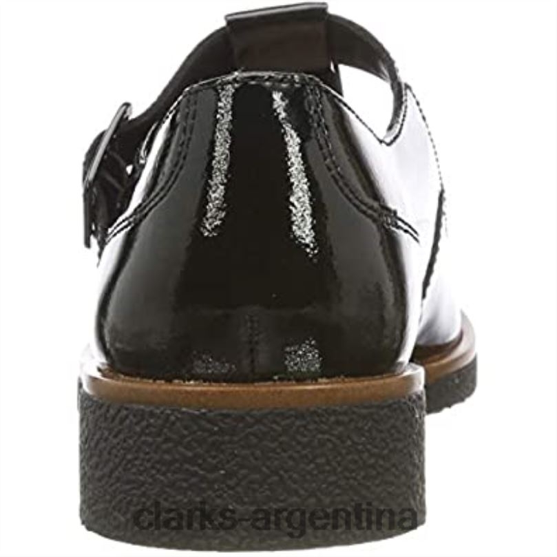 Clarks mujer 2FZPZ2841 Sandalias Clarks Griff Town con barra en forma de T para mujer en negro palmadita negra palmadita negra