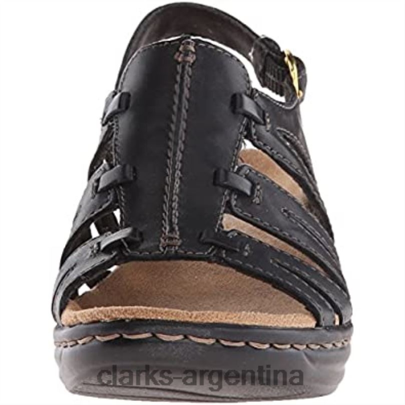 Clarks mujer 2FZPZ2970 Sandalias Clarks Lexi Marigold Q para mujer de piel negra. cuero negro