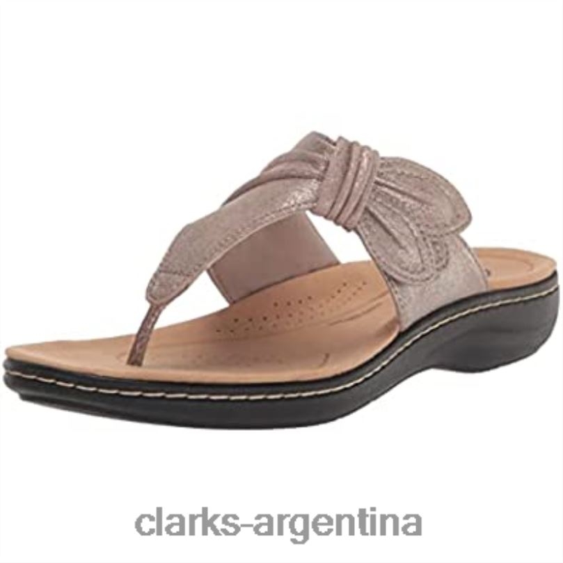 Clarks mujer 2FZPZ424 Sandalia plana clarks laurieann rae de mujer en sintético color topo metalizado