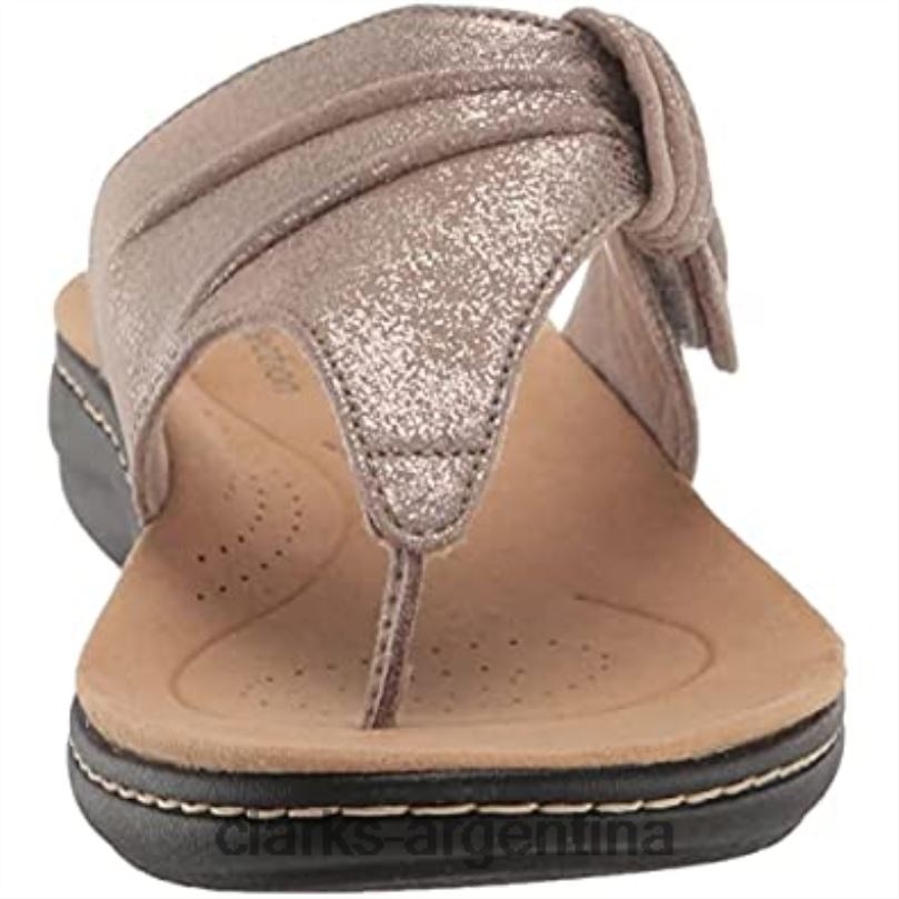 Clarks mujer 2FZPZ424 Sandalia plana clarks laurieann rae de mujer en sintético color topo metalizado
