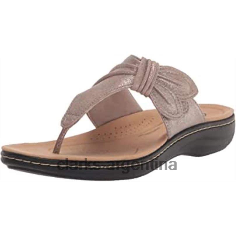 Clarks mujer 2FZPZ428 sandalia plana laurieann rae de mujer sintética color topo metalizado clarks