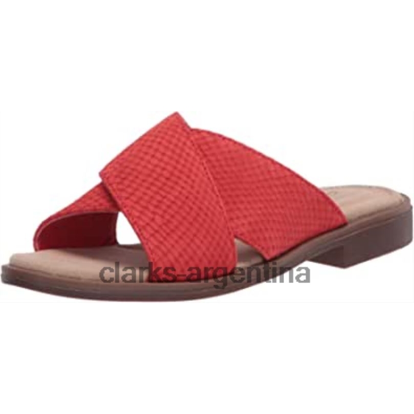 Clarks mujer 2FZPZ745 Sandalias Clarks Red Interest de ante para mujer Declan Ivy gamuza de interés rojo