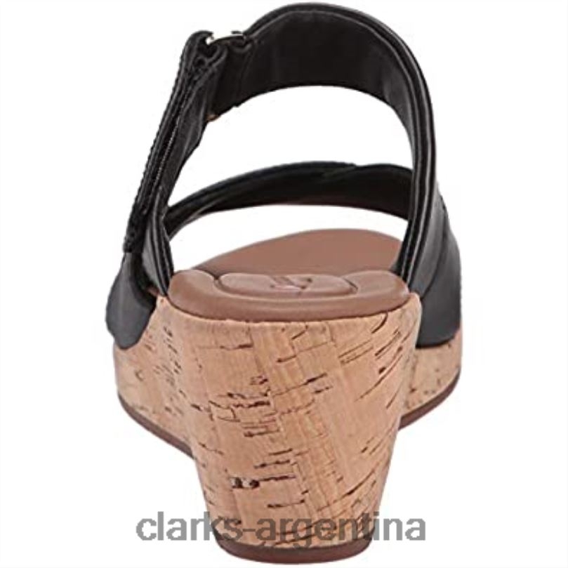 Clarks mujer 2FZPZ92 Sandalia de cuña deslizante un plaza de cuero negro para mujer clarks cuero negro