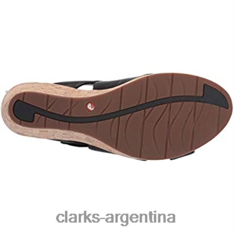 Clarks mujer 2FZPZ92 Sandalia de cuña deslizante un plaza de cuero negro para mujer clarks cuero negro