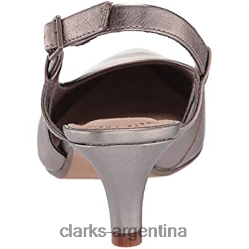 Clarks mujer 2FZPZ1122 Zapatos de salón Clarks Linvale Loop para mujer de piel peltre. cuero peltre