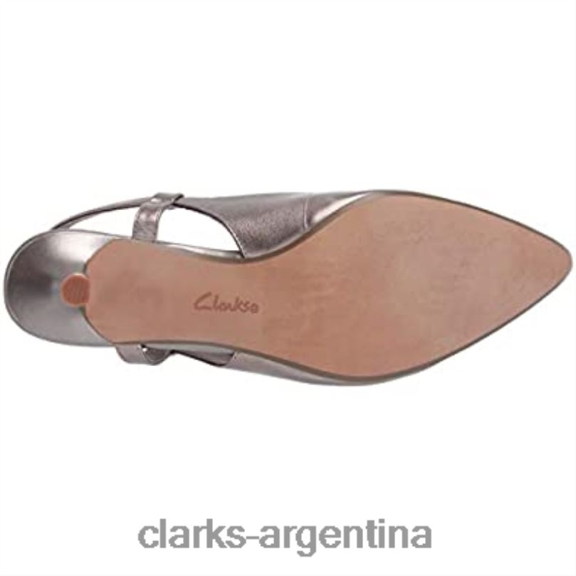 Clarks mujer 2FZPZ1122 Zapatos de salón Clarks Linvale Loop para mujer de piel peltre. cuero peltre