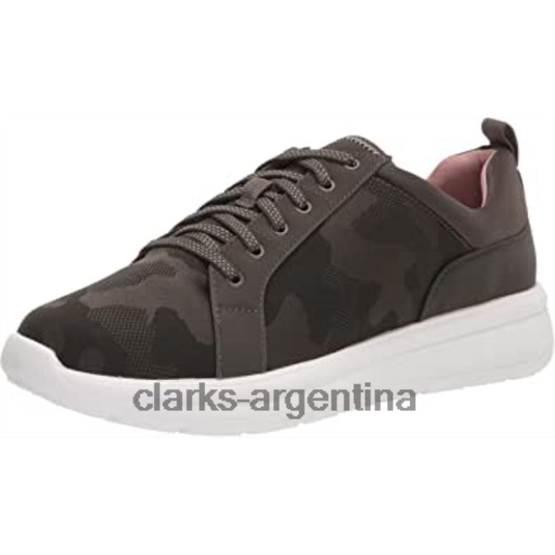 Clarks mujer 2FZPZ1582 Zapatilla de deporte con cordones ezera para mujer textil color oliva oscuro combi clarks combi textil oliva oscuro