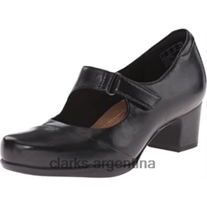 Clarks mujer 2FZPZ2312 Zapatos de vestir Clarks Rosalyn Wren de cuero negro para mujer cuero negro