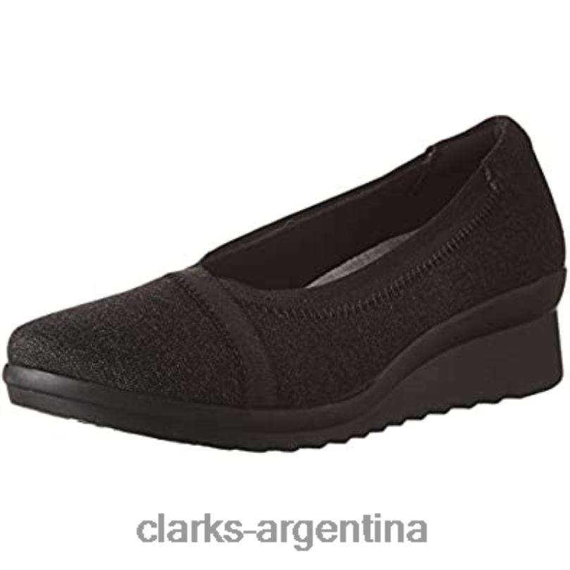 Clarks mujer 2FZPZ2572 Zapatos de salón con cuña Caddell Dash de textil negro para mujer Clarks textil negro