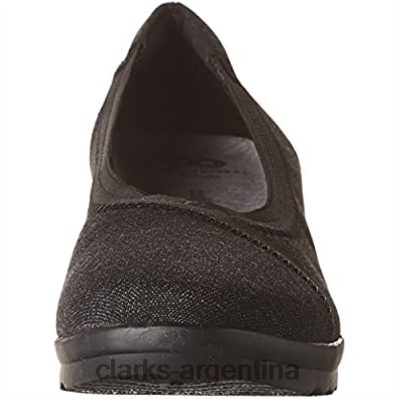 Clarks mujer 2FZPZ2572 Zapatos de salón con cuña Caddell Dash de textil negro para mujer Clarks textil negro