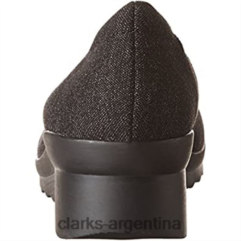 Clarks mujer 2FZPZ2572 Zapatos de salón con cuña Caddell Dash de textil negro para mujer Clarks textil negro